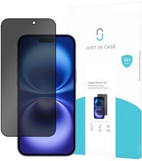 Just in case Privacy Tempered Glass voor Apple iPhone 16 Smartphone screenprotector