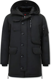 Just Key Parka jas met capuchon Zwart