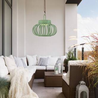 JUST LIGHT. Akuba LED tafellamp, groen, 22 cm, bamboe