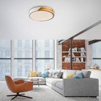 JUST LIGHT. Bila plafondlamp, wit, Ø 32 cm, hout wit, licht hout