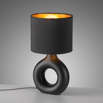 JUST LIGHT. Carara tafellamp, keramische voet, zwart