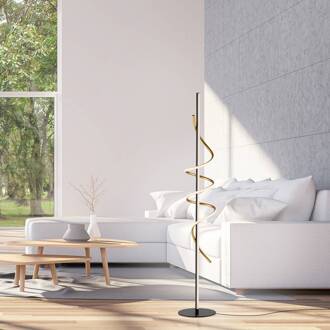 JUST LIGHT. Emanda LED vloerlamp, ijzer, zwart-messing zwart, messing