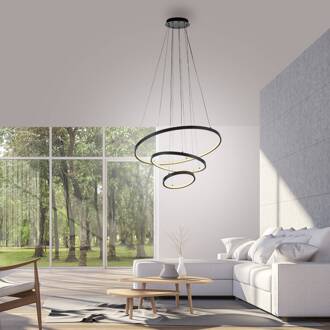JUST LIGHT. LED hanglamp Cerchi, zwart, 3.000 K