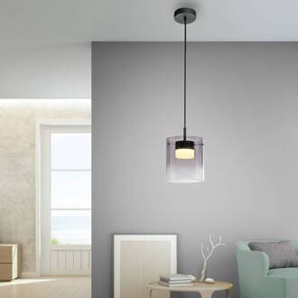 JUST LIGHT. LED hanglamp Elio, rookglas, 1-lamp, zwart rookgrijs, zwart