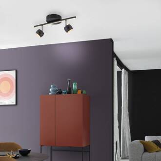 JUST LIGHT. LED plafondspot Jarik, 2-lamps, zwart, 3.000 K