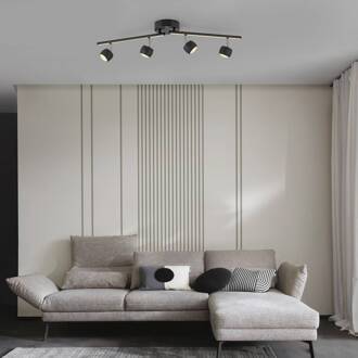 JUST LIGHT. LED plafondspot Jarik, 4-lamps, zwart, 3.000 K