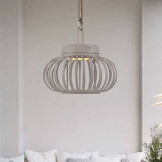 JUST LIGHT. LED tafellamp Akuba grijs-beige 22cm bamboe