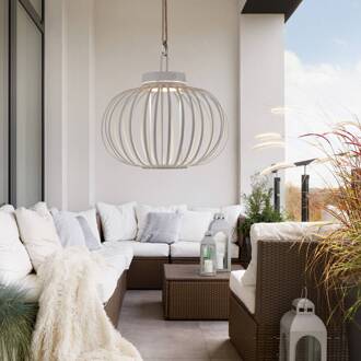 JUST LIGHT. LED tafellamp Akuba grijs-beige 33cm bamboe