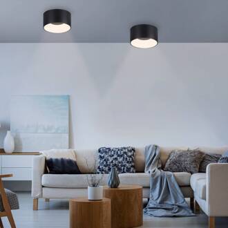 JUST LIGHT. Plafondlamp Tanika zwart, Ø16cm, dimbaar