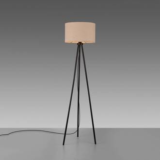 JUST LIGHT. Vloerlamp Green Duro, textiel, driepoot, beige beige, zwart
