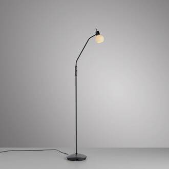 JUST LIGHT. Vloerlamp Loki, zwart, ijzer, glas zwart, wit
