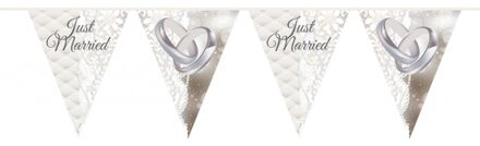 Just Married Bruiloft thema vlaggenlijn 10 meter Multi
