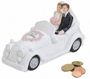 Just married trouwauto spaarpot bruiloft artikelen 16 cm