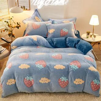 Justchic Sterrenhemel Grijs Dekbedovertrek Winter Dubbelzijdig Sneeuwvlok Fluwelen Warm Dekbedovertrek Kussensloop Kinderen Volwassen Beddengoed Cover C / 1stk 200x230cm