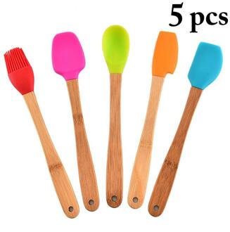 Justdolife 5 Stks/set Keuken Bakken Gebruiksvoorwerpen Non-stick Siliconen Spatels Roeren Lepel Diy Bakken Tools Accessoires