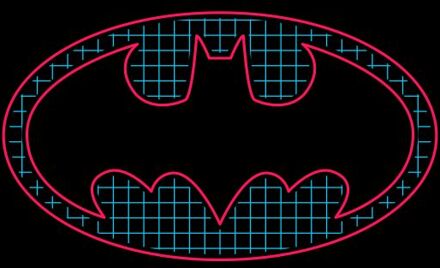 Justice League Batman Retro Grid Logo Men's T-Shirt - Black - L Zwart