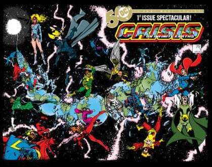 Justice League Crisis On Infinite Earths Cover Men's T-Shirt - Black - 5XL Zwart