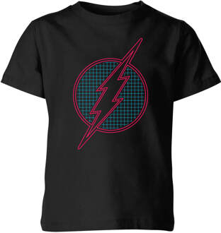 Justice League Flash Retro Grid Logo Kids' T-Shirt - Black - 98/104 (3-4 jaar) Zwart - XS