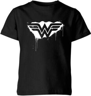 Justice League Graffiti Wonder Woman Kids' T-Shirt - Black - 98/104 (3-4 jaar) Zwart - XS