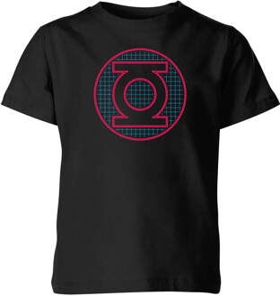 Justice League Green Lantern Retro Grid Logo Kids' T-Shirt - Black - 110/116 (5-6 jaar) Zwart - S