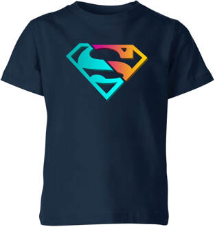 Justice League Neon Superman Kids' T-Shirt - Navy - 134/140 (9-10 jaar) - Navy blauw