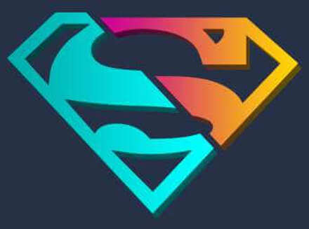 Justice League Neon Superman Men's T-Shirt - Navy - XL