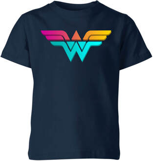Justice League Neon Wonder Woman Kids' T-Shirt - Navy - 122/128 (7-8 jaar) - Navy blauw - M