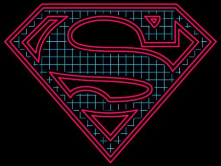 Justice League Superman Retro Grid Logo Men's T-Shirt - Black - 4XL Zwart