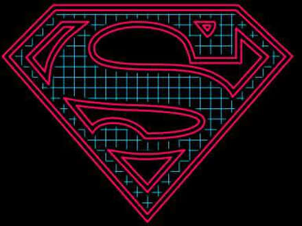 Justice League Superman Retro Grid Logo Men's T-Shirt - Black - L Zwart