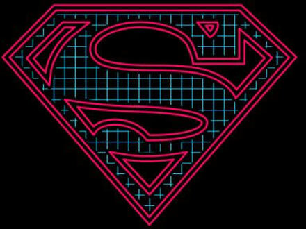 Justice League Superman Retro Grid Logo Women's T-Shirt - Black - 3XL Zwart