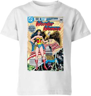 Justice League Wonder Woman Cover Kids' T-Shirt - White - 122/128 (7-8 jaar) Wit - M