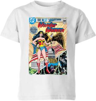 Justice League Wonder Woman Cover Kids' T-Shirt - White - 98/104 (3-4 jaar) Wit - XS