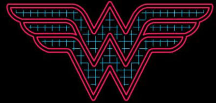 Justice League Wonder Woman Retro Grid Logo Women's T-Shirt - Black - XXL Zwart