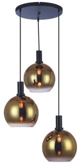 Justine hanglamp 3L getrapt glas goud Goudkleurig