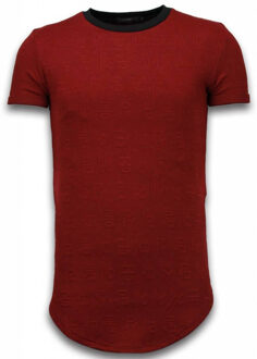 Justing 3D Encrypted T-shirt - Long Fit Shirt Zipped - Rood - Maten: S