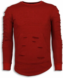 Justing 3D Stamp PARIS Trui - Damaged Sweater - Rood - Maten: M