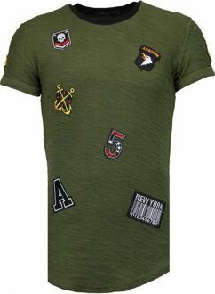 Justing Exclusief Military Patches - T-Shirt - Groen - Maat: M