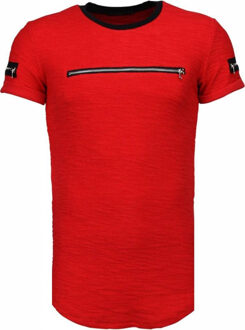 Justing Exclusief Zipped Chest - T-Shirt - Rood - Maat: S