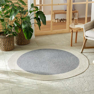 Jute Buitenkleed Braids Rond - Grijs Creme Xcm - Polypropyleen - Dekbed-Discounter.nl Grijs,Creme - ø 150 cm