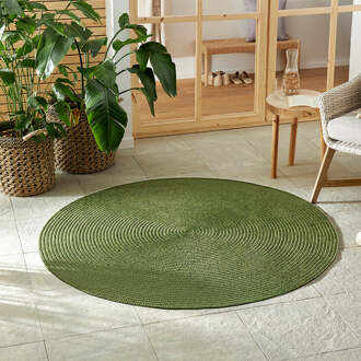 Jute Buitenkleed Braids Rond - Groen Xcm - Polypropyleen - Dekbed-Discounter.nl - ø 200 cm