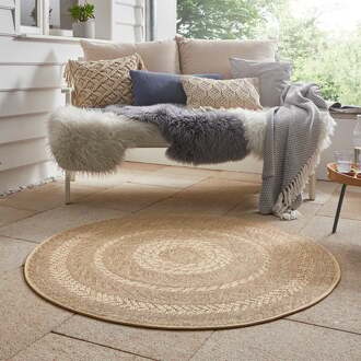 Jute Buitenkleed Woods - Rond Xcm - Polypropyleen - Dekbed-Discounter.nl Beige - ø 200 cm