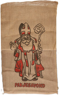 Jute cadeau zak - 4x - voor Sinterklaas - met print en tekst - 60 x 102 cm - Pakjesavond Multi