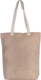 Jute canvas katoenen schoudertas- beige - 38 x 42 cm - Boodschappentas - Schoudertas