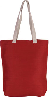 Jute canvas katoenen schoudertas - rood - 38 x 42 cm - Boodschappentas - Schoudertas