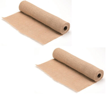 Jute doek/stof op rol - 2x rollen - 5 x 0,5 meter - Decoratie / hobby materiaal - decoratief