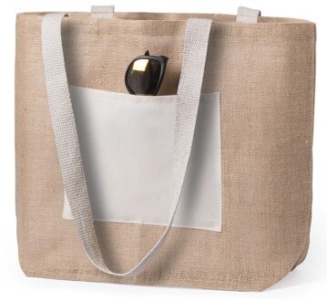 Jute/katoenen naturel shopper/boodschappentas 48 cm Beige