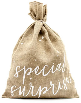Jute Kerstman Zak Special Surprise (40x55cm) Multikleur - Print