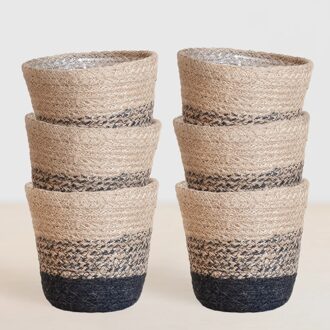 Jute plantenpotten bundel - Lissabon zwart - P12 (6 stuks)
