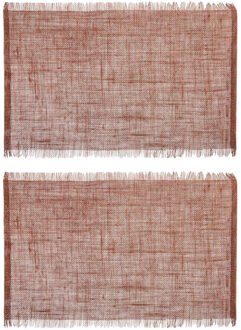 Jute tafel placemat - Set van 10x stuks - terracotta - 45 x 30 cm - Onderleggers