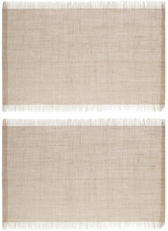 Jute tafel placemat - Set van 6x stuks - beige - 45 x 30 cm - Onderleggers - met r
